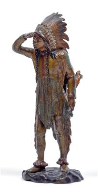 F. X. Bergmann - Wiener Bronze, Indianer, - Uhren, Metallarbeiten, Vintage, Fächersammlung, Fayence, Skulpturen, Volkskunst