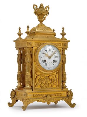 A Neoclassical bronze mantelpiece clock - Clocks, Vintage, Sculpture, Faience, Folk Art, Fan Collection