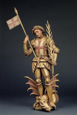 A neo-Gothic figure of St George, - Clocks, Vintage, Sculpture, Faience, Folk Art, Fan Collection