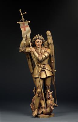 A neo-Gothic figure of St Michael, - Orologi, vintage, sculture, maioliche, arte popolare