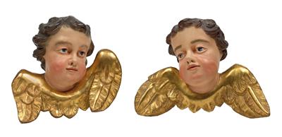 A pair of winged angels’ heads, - Orologi, vintage, sculture, maioliche, arte popolare