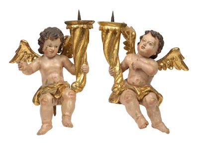 A pair of angels as candelabra, - Starožitnosti