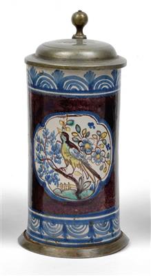 A Walzenkrug beer stein, Gmunden, mid-18th cent. - Clocks, Vintage, Sculpture, Faience, Folk Art, Fan Collection