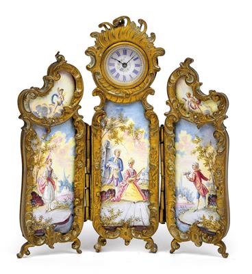 A Historism Period miniature enamel table clock from Vienna - Clocks, Vintage, Sculpture, Faience, Folk Art, Fan Collection