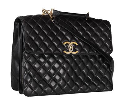 Chanel Black Quilted Leather Briefcase - Chanel Vintage