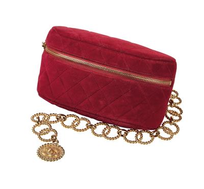 Chanel Quilted Red Velvet Waist Bag - Chanel Vintage