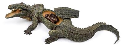 F. X. Bergmann - Krokodil mit weiblichem Akt, - Uhren, Metallarbeiten, Vintage, Asiatika, Fayencen, Volkskunst, Skulpturen
