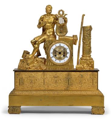 Französische Ormolu Kaminuhr "Homer" - Uhren, Metallarbeiten, Vintage, Asiatika, Fayencen, Volkskunst, Skulpturen