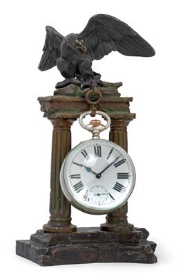 Große Historismus Kugeluhr mit Bronze Tischhalterung - Uhren, Metallarbeiten, Vintage, Asiatika, Fayencen, Volkskunst, Skulpturen
