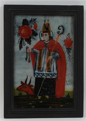 St Leonhard, painting on glass, Sandl, - Antiques: Clocks, Vintage, Asian art, Faience, Folk Art, Sculpture