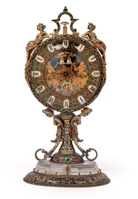 A small Historism Period crystal clock with jacquemart - Antiques: Clocks, Vintage, Asian art, Faience, Folk Art, Sculpture