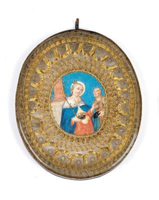 An oval medallion, - Antiques: Clocks, Vintage, Asian art, Faience, Folk Art, Sculpture