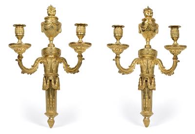 A pair of sconces with two flames, - Antiques: Clocks, Vintage, Asian art, Faience, Folk Art, Sculpture