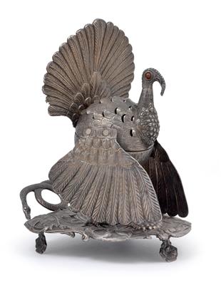 An incense burner in the shape of a peacock, - Starožitnosti