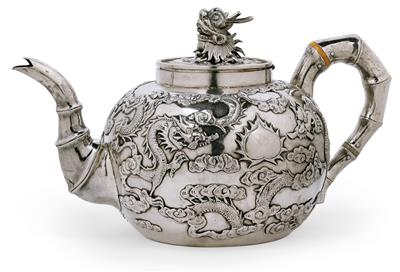 Wang Hing  &  Co. - Silber Teekanne, Hong Kong, um 1900 - Uhren, Metallarbeiten, Vintage, Asiatika, Fayencen, Volkskunst, Skulpturen