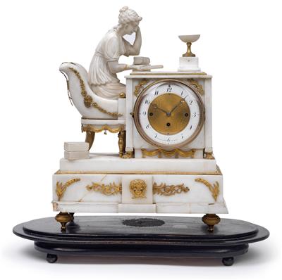 A Biedermeier marble mantel clock from Vienna - "The Reader" - Starožitnosti