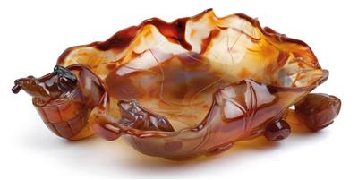 An agate bowl in the shape of a lotus leaf, China, 20th century - Antiques and art