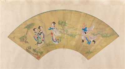 A fan picture, China, Qing dynasty - Antiques and art