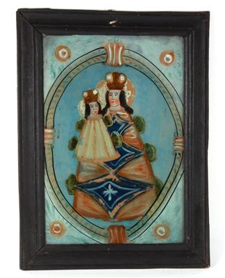 A painting behind glass, Brünnl Madonna, - Antiques and art