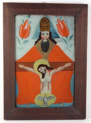 The Holy Trinity, a painting behind glass, Sandl, - Antiques and art