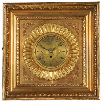 A small square Biedermeier frame clock - Arte e antiquariato