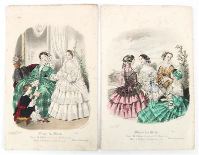 52 fashion plates from the Viennese style guide "Mirroir des Modes" from 1856, - Umění a starožitnosti