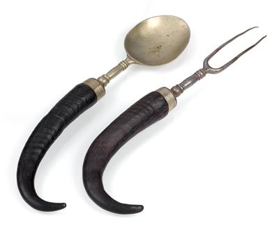 A set of cutlery made of chamois, - Orologi, arte asiatica, metalli lavorati, fayence, arte popolare, sculture