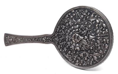 An Indonesian silver hand mirror, Yogya, Colonial Period, - Clocks, Asian Art, Metalwork, Faience, Folk Art, Sculpture
