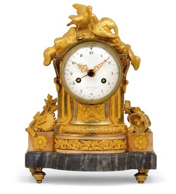 Kleine Louis XVI Bronze Kaminuhr - Uhren, Metallarbeiten, Asiatika, Fayencen, Skulpturen, Volkskunst