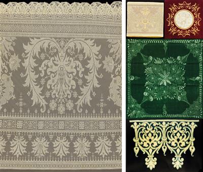 A set of fabric patterns and embroidery patterns, - Orologi, arte asiatica, metalli lavorati, fayence, arte popolare, sculture