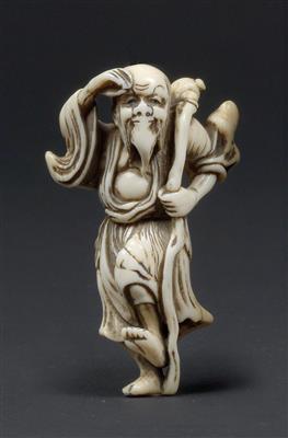 An ivory netsuke of sennin, Chokaro, Japan, 19th cent. - Orologi, arte asiatica, metalli lavorati, fayence, arte popolare, sculture