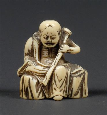 An ivory netsuke of an Arhat, Japan, 18th cent. - Clocks, Asian Art, Metalwork, Faience, Folk Art, Sculpture