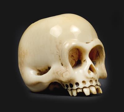 Netsuke eines Totenschädels, Japan, 19. Jh. - Uhren, Metallarbeiten, Asiatika, Fayencen, Skulpturen, Volkskunst