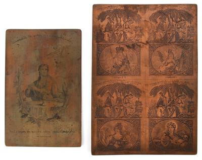 Two copper print plates for pictures of Saints, - Clocks, Asian Art, Metalwork, Faience, Folk Art, Sculpture