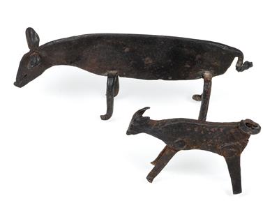 Two votive animals, - Orologi, arte asiatica, metalli lavorati, fayence, arte popolare, sculture