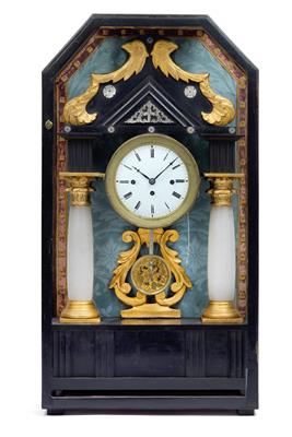 A Biedermeier portal clock with display case - Clocks, Asian Art, Vintage, Metalwork, Faience, Folk Art, Sculpture