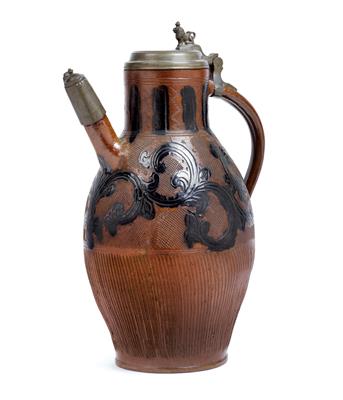 A large Tüllenkanne jug, Muskau, first quarter of the nineteenth century, - Clocks, Asian Art, Vintage, Metalwork, Faience, Folk Art, Sculpture