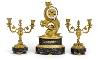 A neoclassical mantelpiece set "Delfin" - Clocks, Asian Art, Vintage, Metalwork, Faience, Folk Art, Sculpture