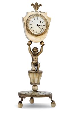 A neoclassical silver table clock - Umění a starožitnosti