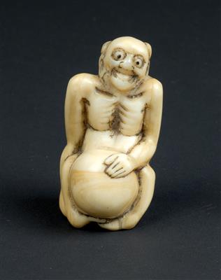 An ivory netsuke of a Rakan, Japan, 19th cent., signed - Clocks, Asian Art, Vintage, Metalwork, Faience, Folk Art, Sculpture