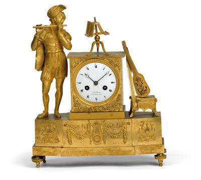 An ormolu mantelpiece clock "Der Troubadour" - Orologi, arte asiatica, vintage, metalli lavorati, fayence, arte popolare, sculture