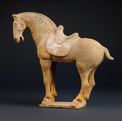 A horse and saddle, China, Tang Dynasty - Clocks, Asian Art, Vintage, Metalwork, Faience, Folk Art, Sculpture