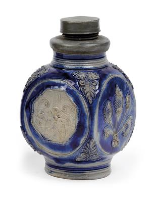 A screwtop bottle (Kruke), Westerwald, dated 1691 and 1692, - Clocks, Asian Art, Vintage, Metalwork, Faience, Folk Art, Sculpture