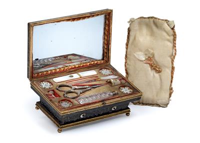 A music box with sewing set, - Clocks, Asian Art, Vintage, Metalwork, Faience, Folk Art, Sculpture