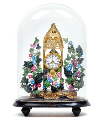 A "Zappler" table clock decorated with flowers - Clocks, Asian Art, Vintage, Metalwork, Faience, Folk Art, Sculpture