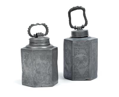 Two pewter screwtop bottles, - Orologi, arte asiatica, vintage, metalli lavorati, fayence, arte popolare, sculture