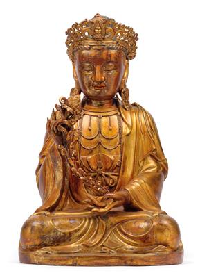 Große Figur des Guanyin, China, Qing Dynastie - Uhren, Metallarbeiten, Asiatika, Fayencen, Skulpturen, Volkskunst
