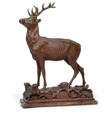 A stag, Heissl workshop, - Clocks, Asian Art, Metalwork, Faience, Folk Art, Sculpture