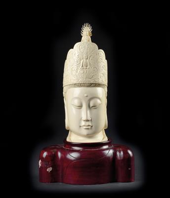 Kopf des Guanyin, China, Anfang 20. Jh. - Uhren, Metallarbeiten, Asiatika, Fayencen, Skulpturen, Volkskunst