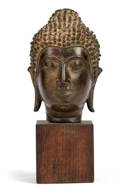 A head of a Buddha, Thailand, Sukhothai, 14th/15th cent. - Clocks, Asian Art, Metalwork, Faience, Folk Art, Sculpture